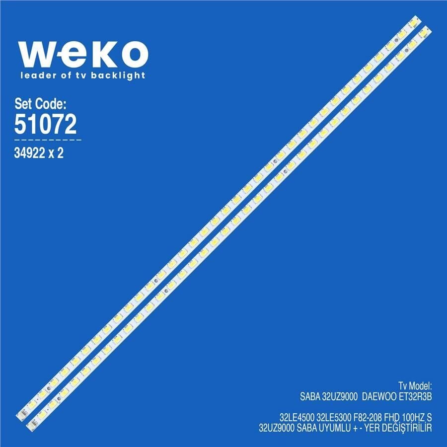 Wkset-6072 34922X2 31T12-01A - Wt-31T12001-Mxb6x-X-1-05L-7629 L019  2 Adet Led Bar (36Led)