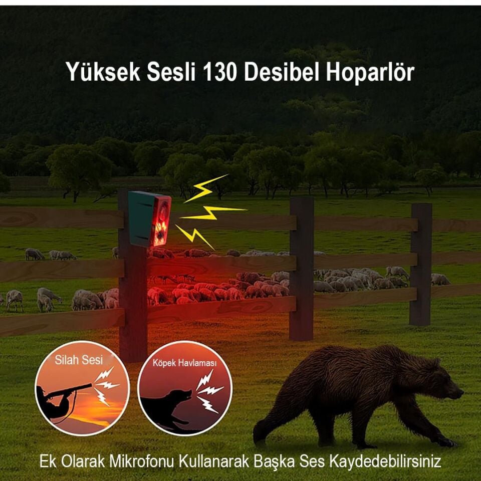 Powermaster Solar Panelli Hayvan Kovucu Alarm Cihazı