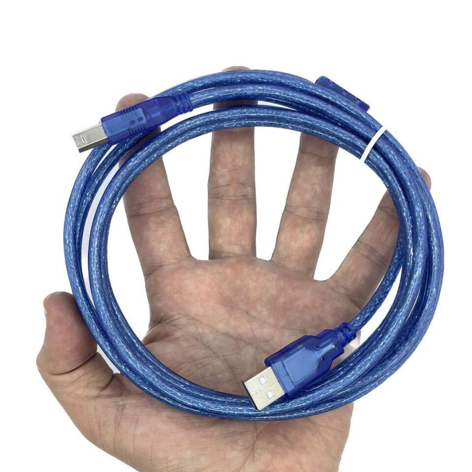 PowerMaster 3 Metre Şeffaf Mavi USB 2.0 Yazıcı Kablosu