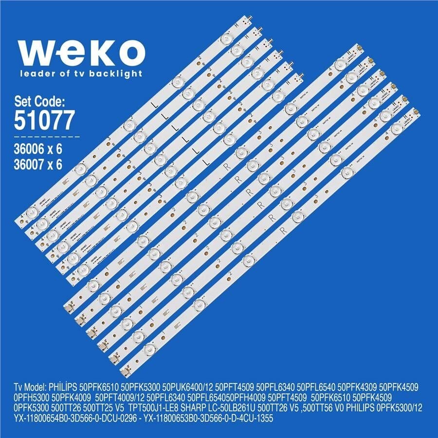 Wkset-6077 36006X6 36007X6 500Tt41/42 V4 12 Adet Led Bar