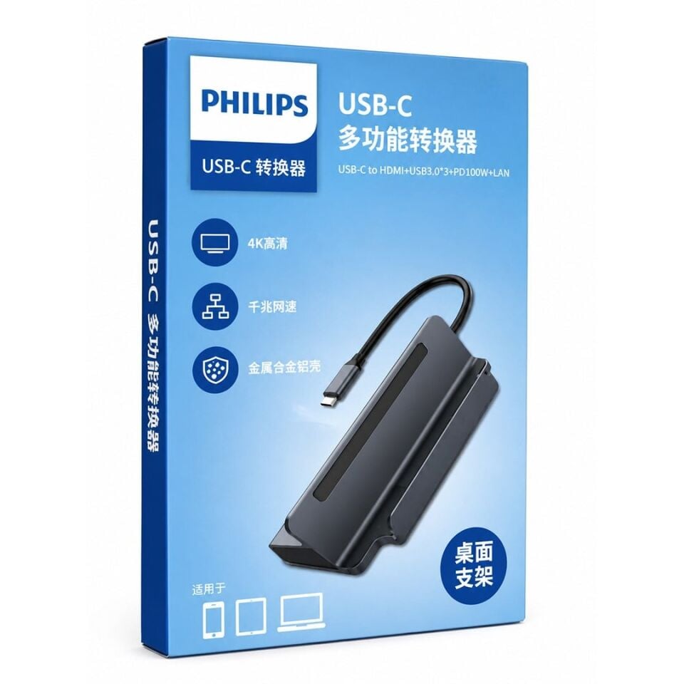 Philips SWR1691A/93 USB-C 6'Sı 1 Arada Stand Tasarımlı Hub