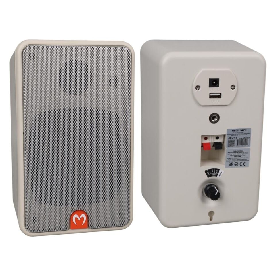 Magicvoice MV-21 10 CM 40 Watt Komütatörlü Hat Trafolu Beyaz Sütun Hoparlör