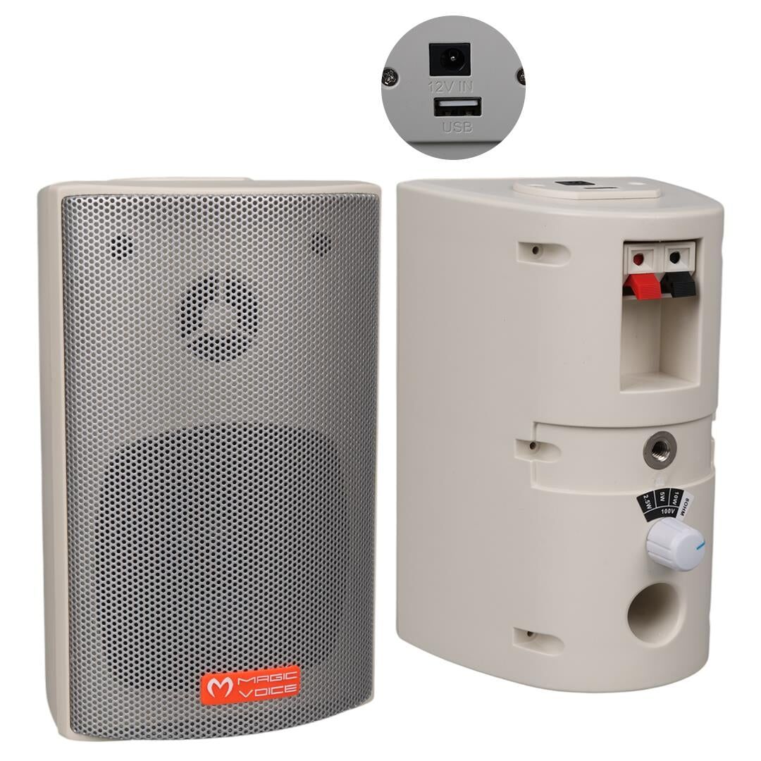 Magicvoice MV-16 7.5 CM 30 Watt Komütatörlü Hat Trafolu Beyaz Sütun Hoparlör