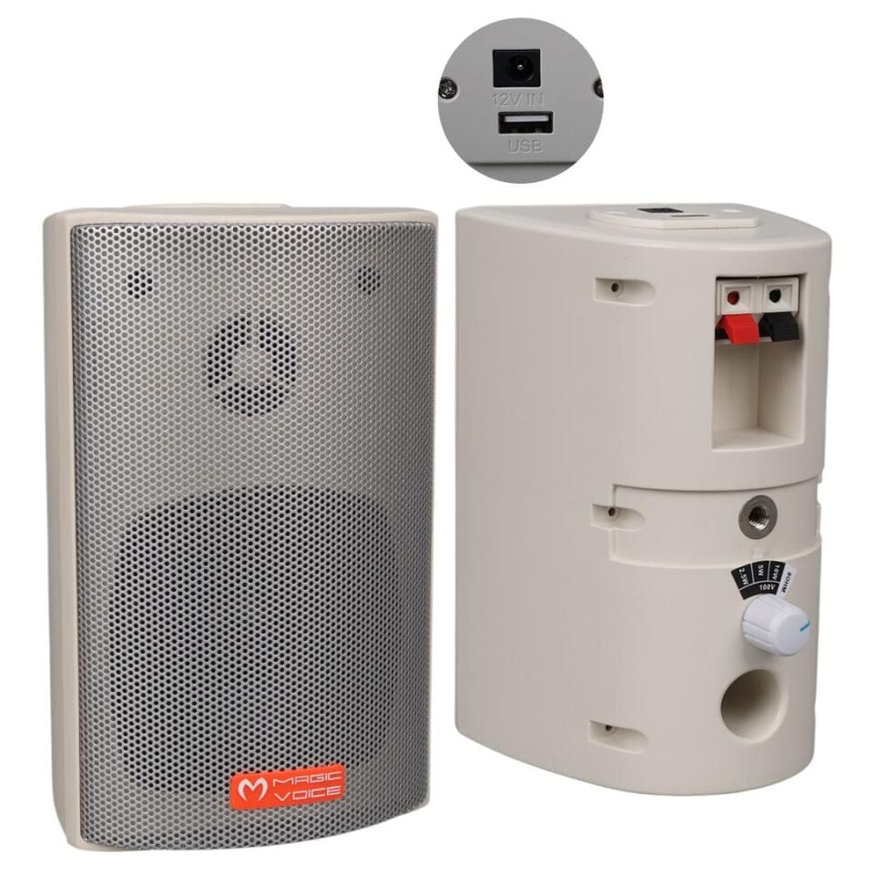 Magicvoice MV-16 7.5 CM 30 Watt Komütatörlü Hat Trafolu Beyaz Sütun Hoparlör