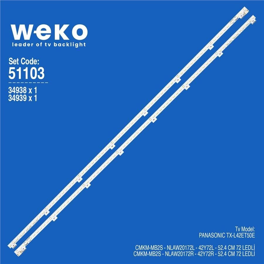 Wkset-6103 34938X1 34939X1 Cmkm-Mb2s - Nlaw20172l/R 2 Adet Led Bar (72Led)