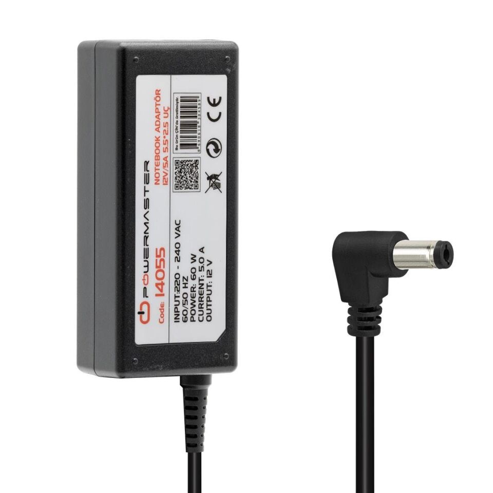 Powermaster PM-14055 12 Volt 5 Amper 5.5x2.5 Mm Uçlu Adaptör