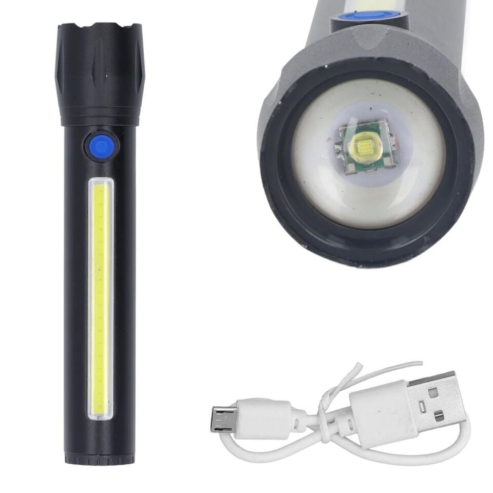 Powermaster Şarj Edilebilir Zoomlu COB Led El Feneri
