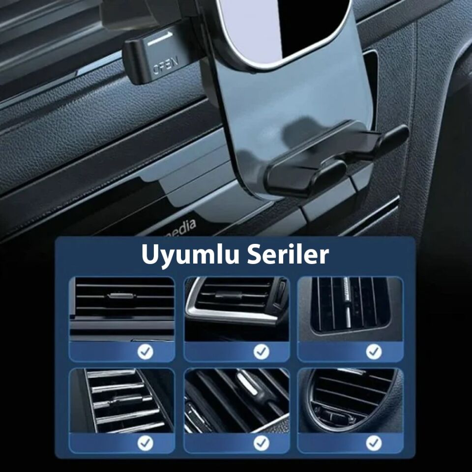 Powerway TT49 Araç İçi Petek Klima İçin Kıskaçlı Destekli Telefon Tutucu