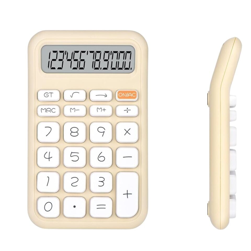 Powermaster PM-25408 Krem Renk 12 Haneli Hesap Makinesi