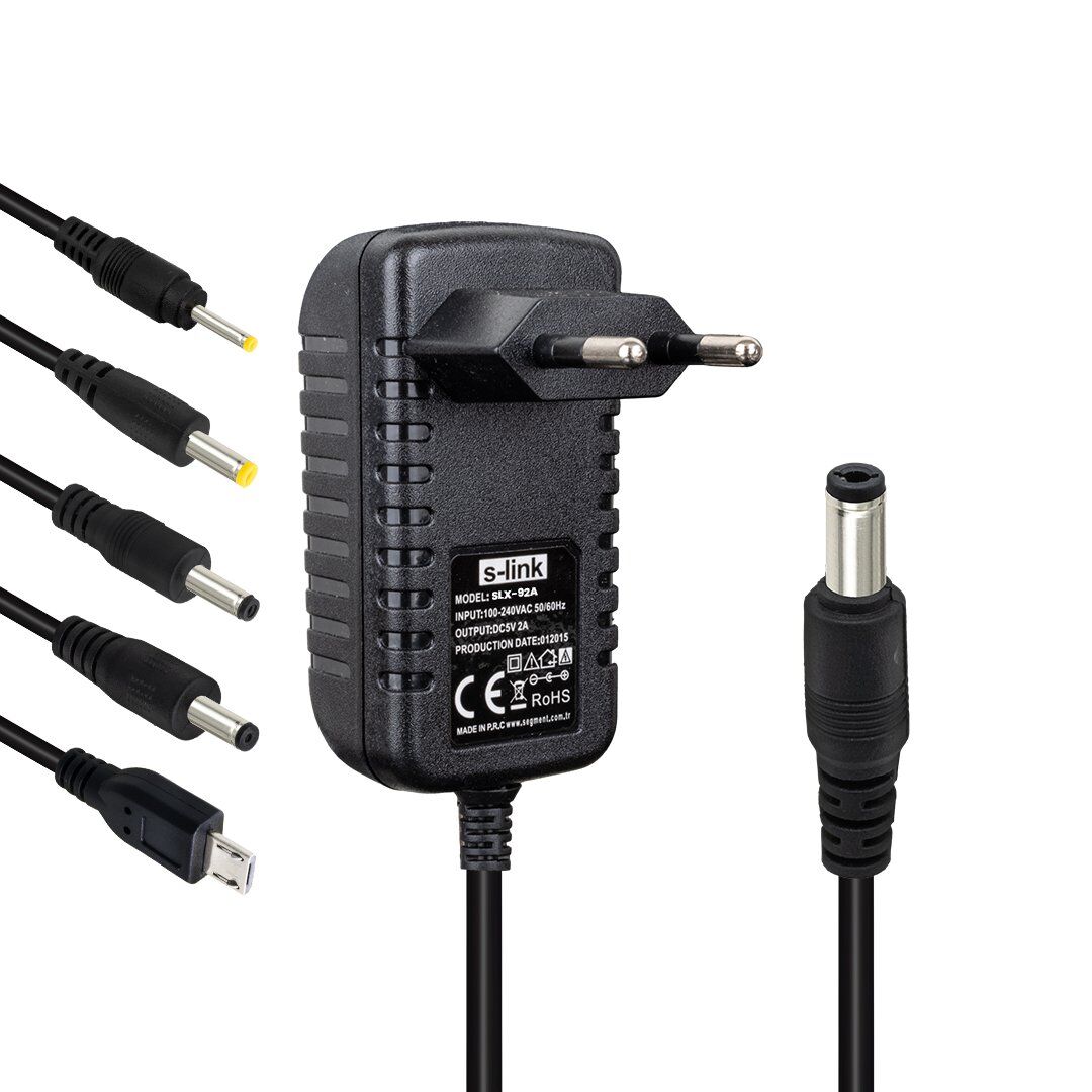 S-Link SLX-92A 9 Volt 2 Amper 5 Uçlu Universal Tablet PC Adaptörü