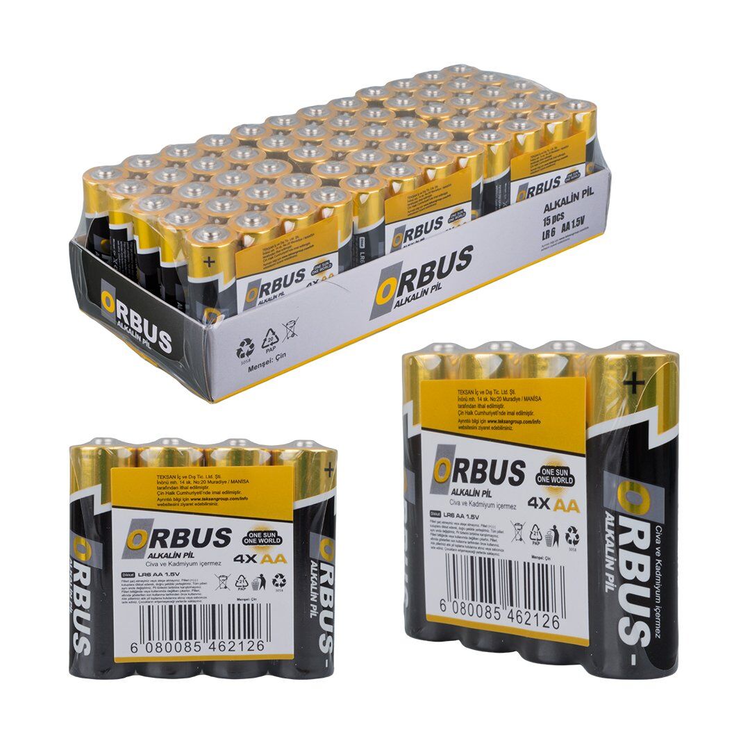 Orbus KLRORB-LR06-4B 1.5V AA 60 Adet Alkalin Kalem Pil