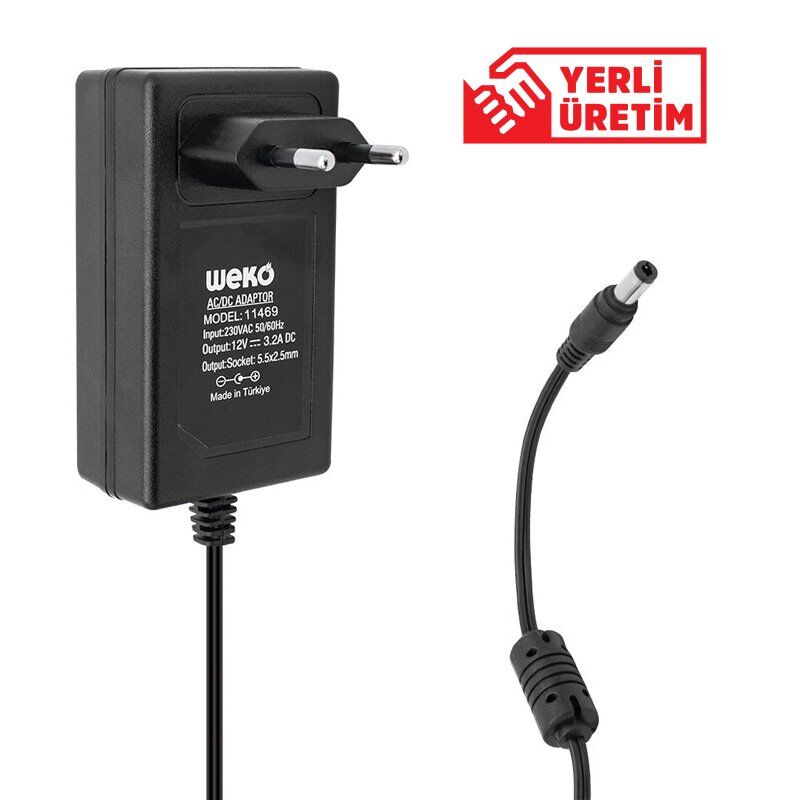 Weko 12 Volt 3.2 Amper 38 Watt Plastik Kasa Priz Tipi Adaptör