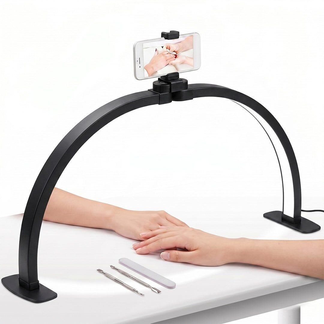 Trled F-550A Siyah 55Cm Katlanabilir Yarım Ay Protez Tırnak Ve Güzellik Uzmanı Masa Lambası