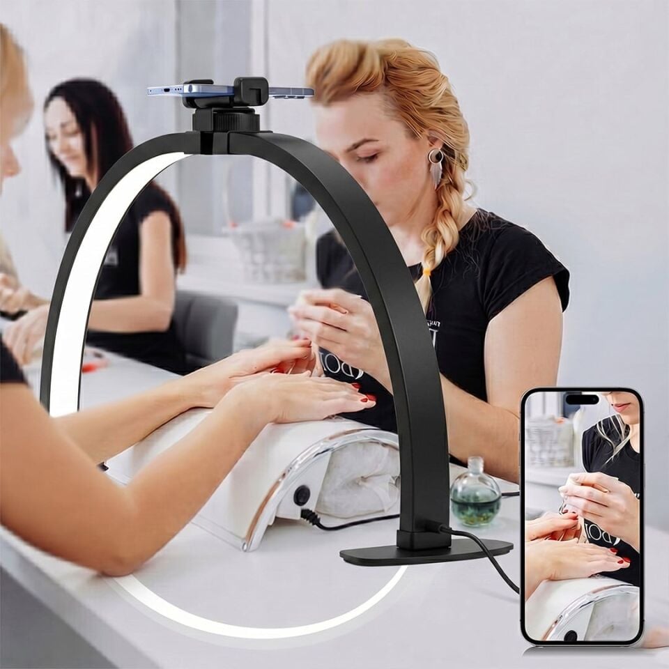 Trled F-550A Siyah 55Cm Katlanabilir Yarım Ay Protez Tırnak Ve Güzellik Uzmanı Masa Lambası