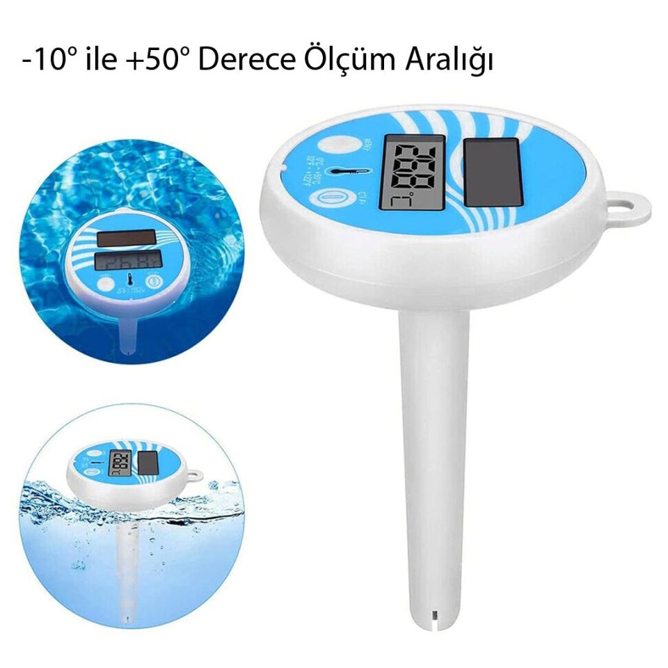 Powermaster PM-25534 Solar Termometre Yüzme Havuzu İçin Su Geçirmez Yüzen Dijital