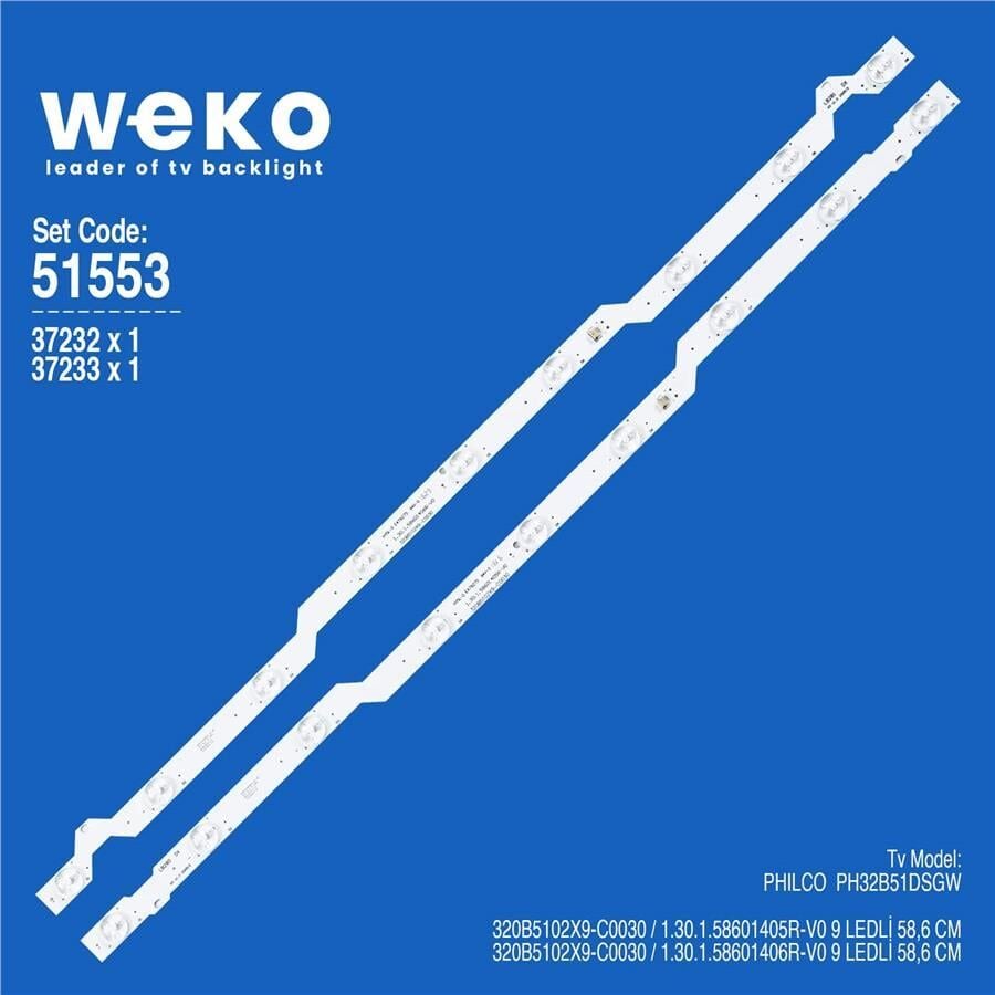 Wkset-6553 37232X1 37233X1 320B5102X9-C0030 2 Adet Led Bar