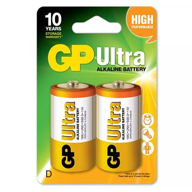 GP 13AU-2U2 Ultra Alkalin 2'li (D Boy) Büyük Kalın Pil