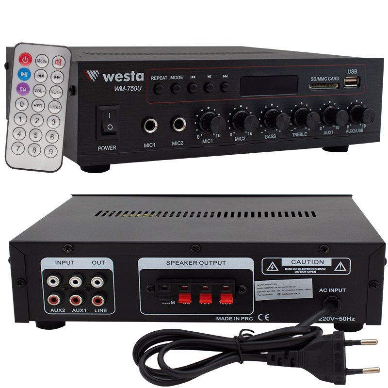 Westa WM-750U 80 Watt 2 Mikrofon Girişli Trafolu Anfi