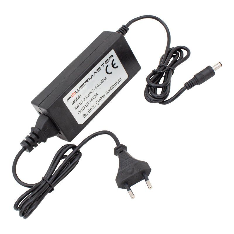 Powermaster PM-14311 16 Volt - 3 Amper 5.5*2.5 Mm Uçlu Plastik Kasa Santral Adaptörü