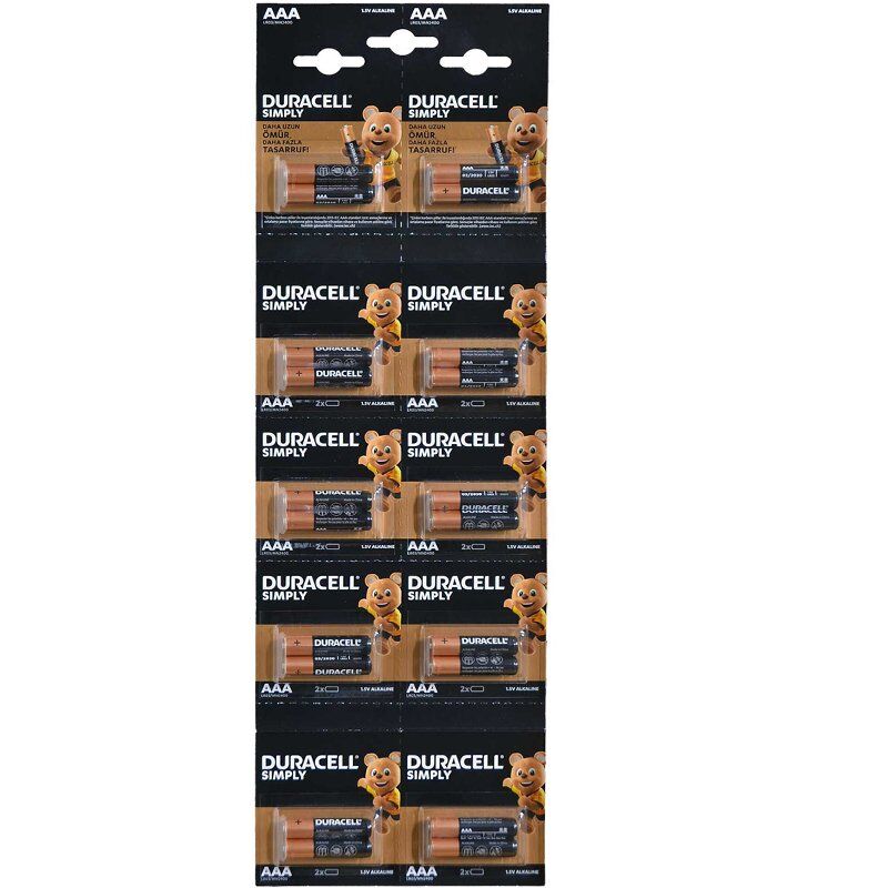 Duracell Alkalin 1.5 Volt AAA 20’li İnce Kalem Pil