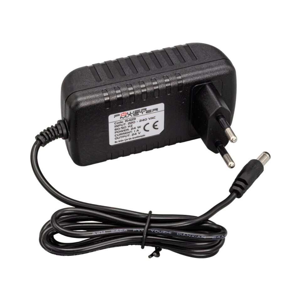 Powermaster PM-15429 24 Volt - 1 Amper 5.5*2.5 Mm Uçlu Priz Tipi Plastik Kasa Adaptör