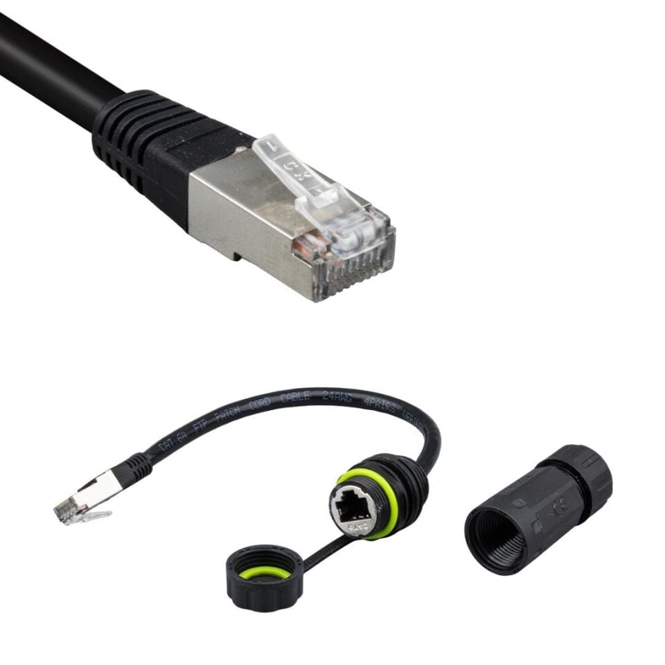 Powermaster Erkek - Dişi IP68 Su Geçirmez RJ45 Konnektör