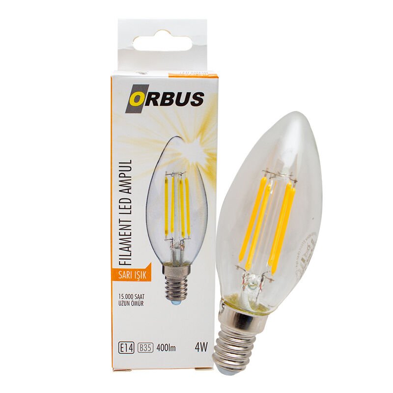 Orbus ORB-BC3 C37 4 Watt E14 Sarı Filament Led Ampul