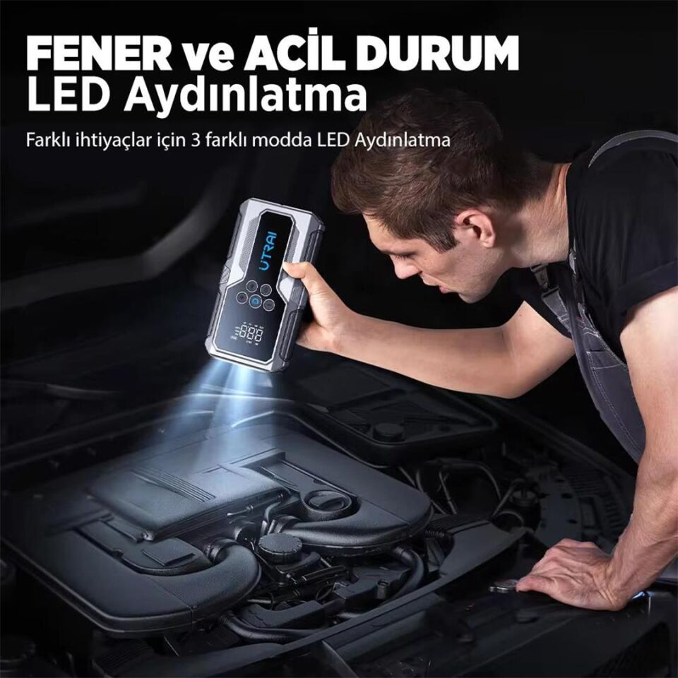 Utrai JS-9 12-24V Akü Şarj Powerbank Lastik Hava Kompresörü