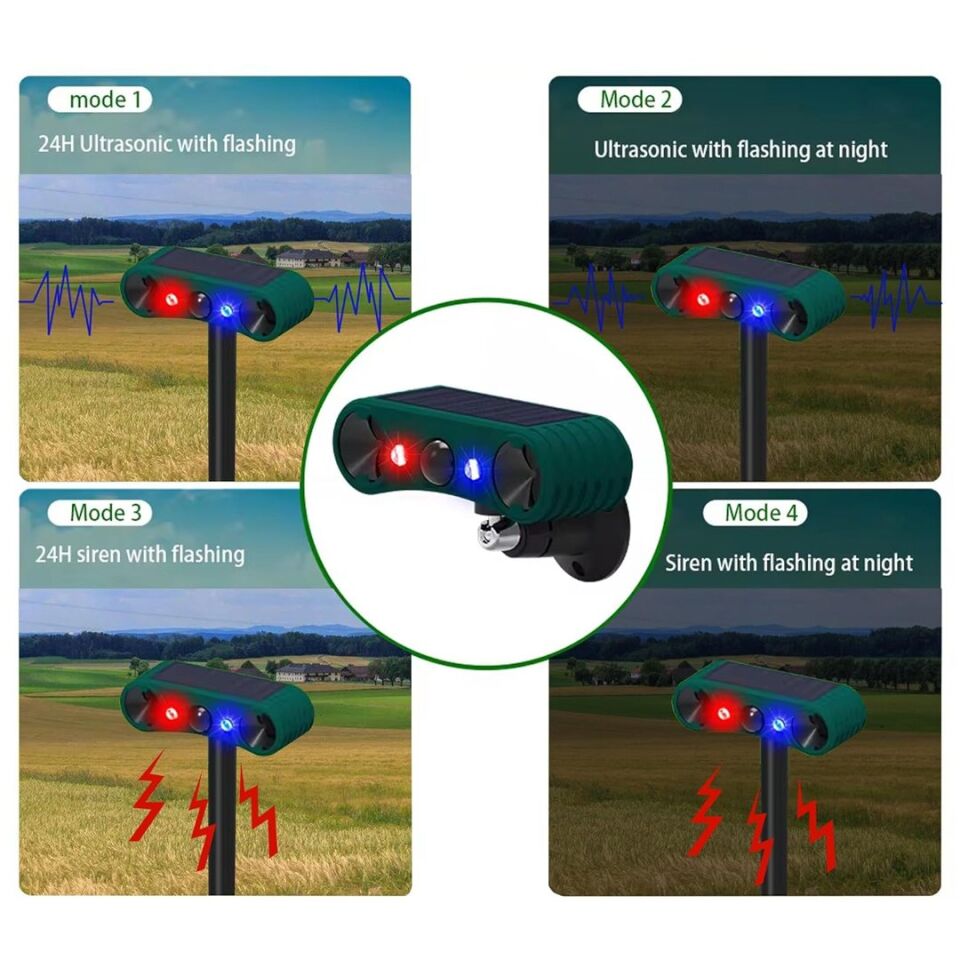 PowerMaster Ultrasonic Sesli Siren Solar Hayvan Kovucu