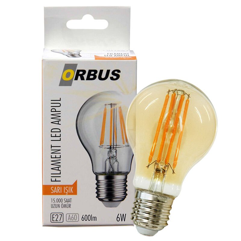 Orbus ORB-F6W E27 600 Lümen 6 Watt Filament Amber Led Ampul