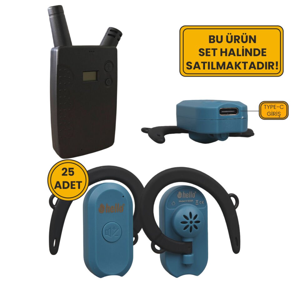Hello HL-27915 25'Li Kulaklık Tipi Tur Rehber Sistemi Seti