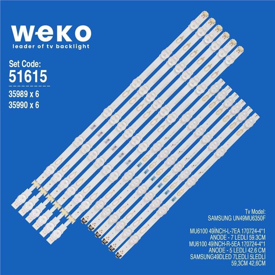 Wkset-6615 35989X6 35990X6 Mu6100 49İnch-L/R 12 Adet Led Bar