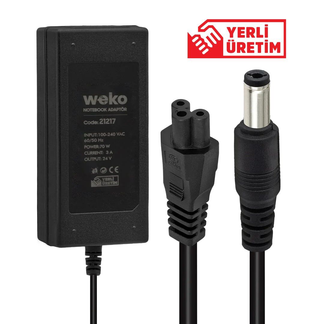 Weko 24 Volt 3 Amper 70 Watt Notebook Yerli Üretim Adaptör