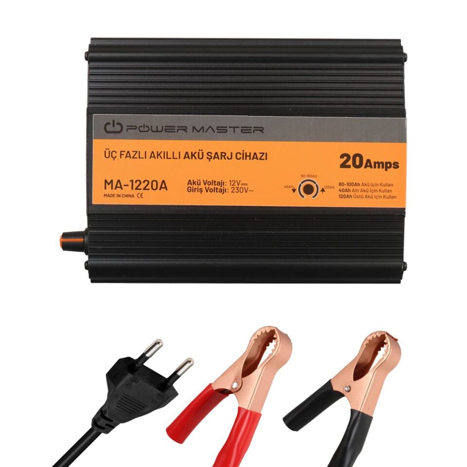 Powermaster Ma-1220A 12 Volt 20 Amper Akıllı Akü Şarj Cihazı