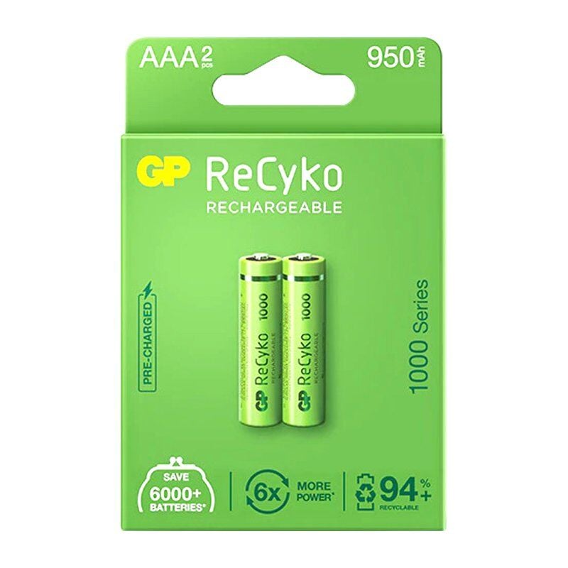 Gp Recyko 950 Mah R03 AAA Şarjlı 2'li İnce Kalem Pil