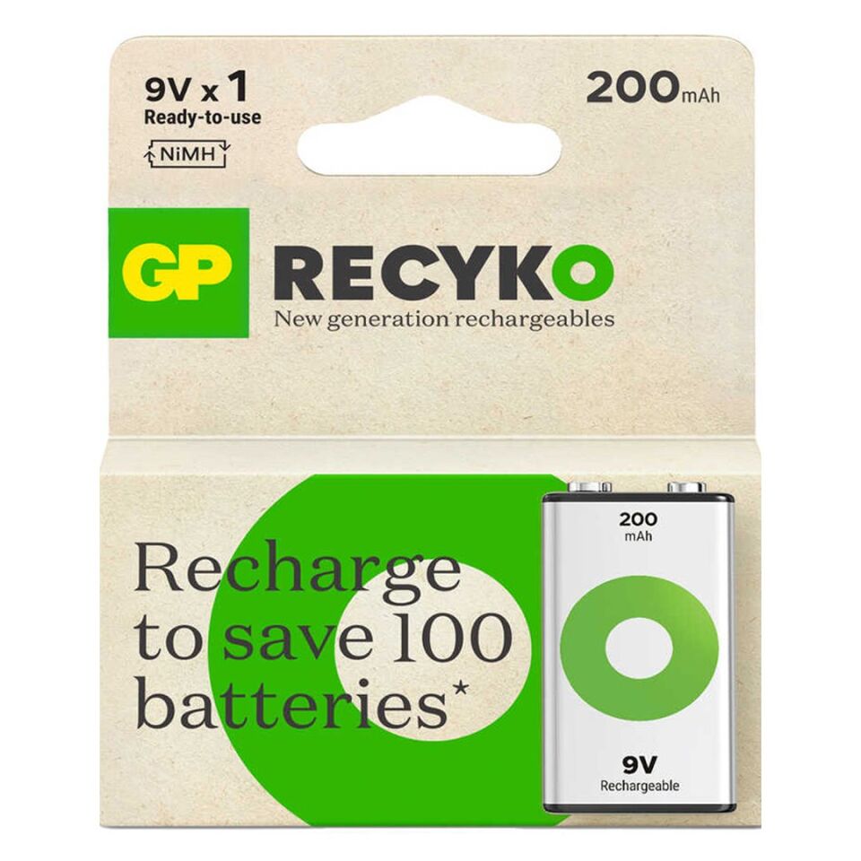 GP Batteries ReCyko 200 mAh 9V Boy Ni-Mh Şarjlı Pil