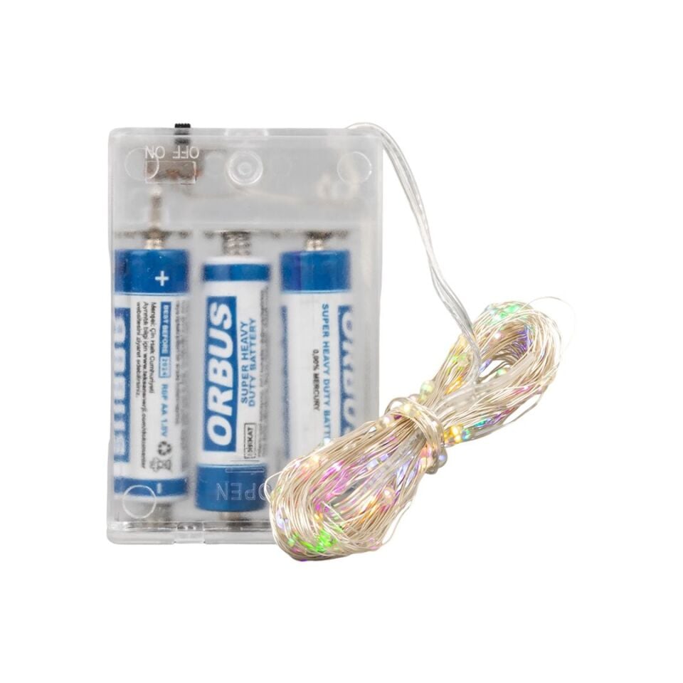 Powermaster Rgb LEdli 10 Metre Kablolu Pilli Bağ Led