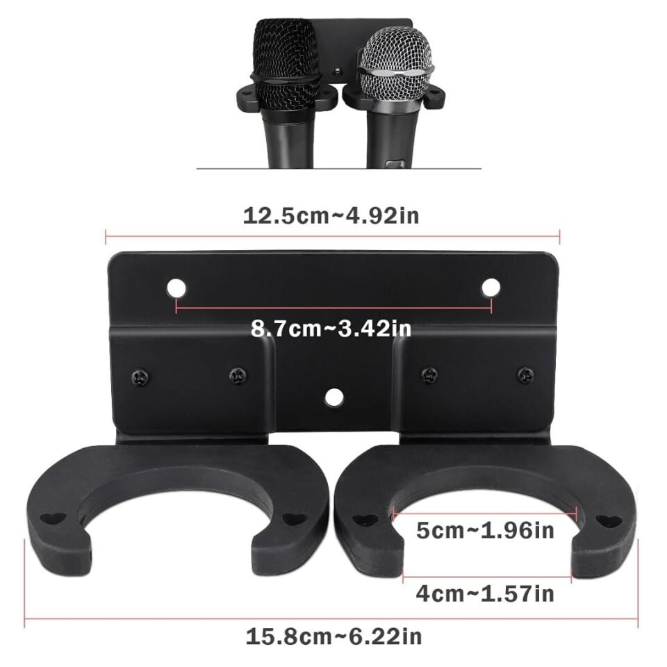 PowerMaster PM-26938 Duvara Monte Çift Mikrofon Tutucu