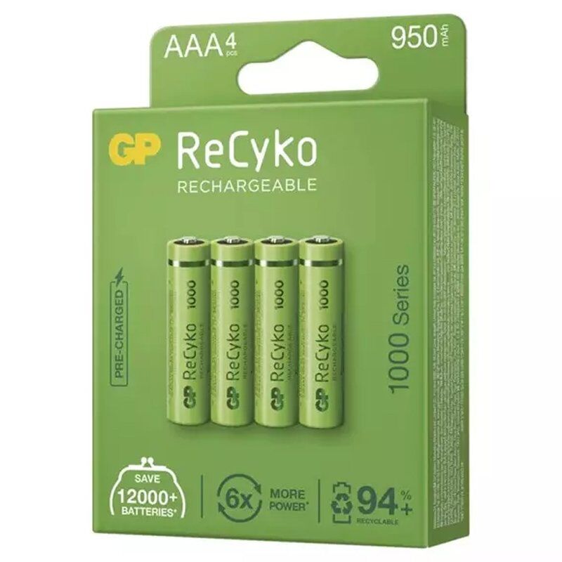 Gp Recyko 950 mAh AAA 4'lü Şarjlı İnce Kalem Pil