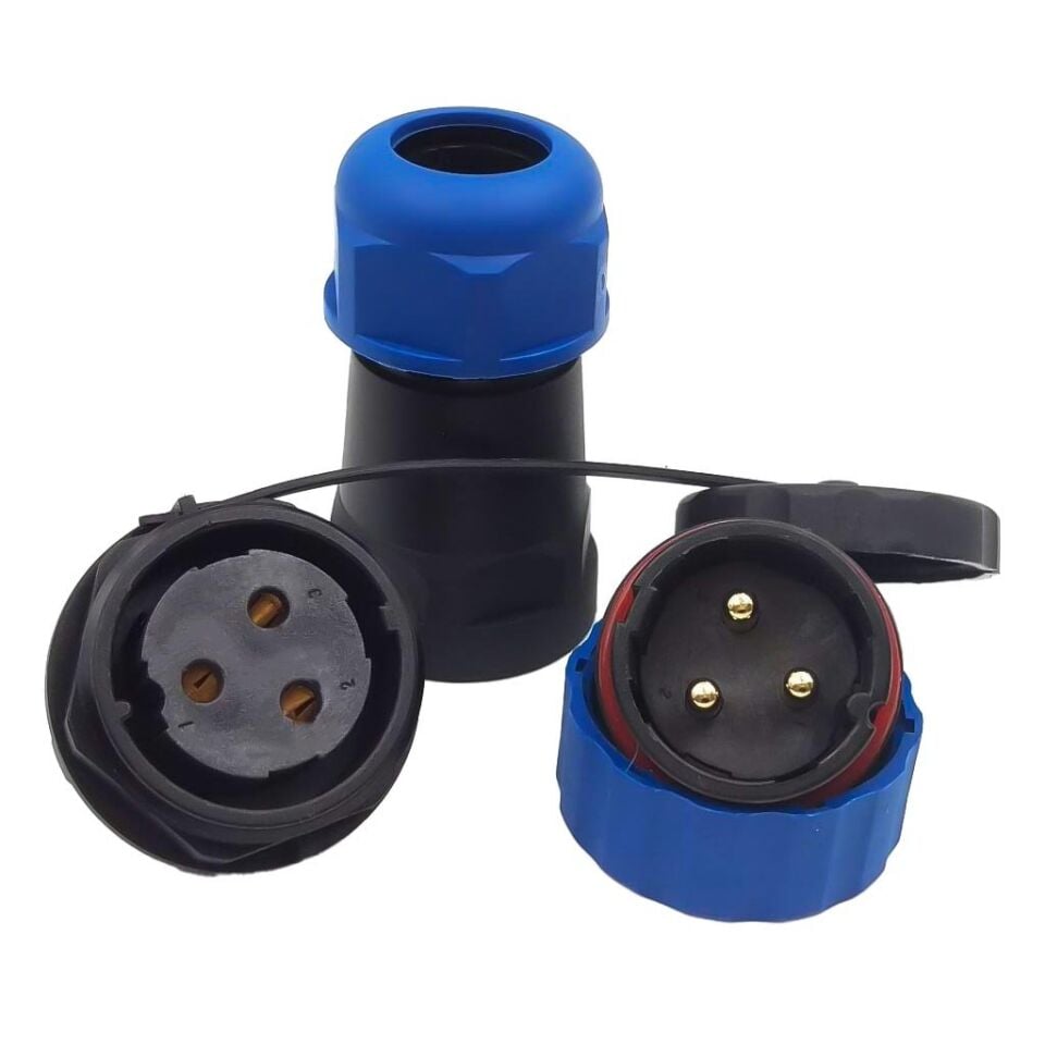 SD28 Su Geçirmez 3 Pin Erkek-Dişi Yuvarlak 28 Mm Konnektör