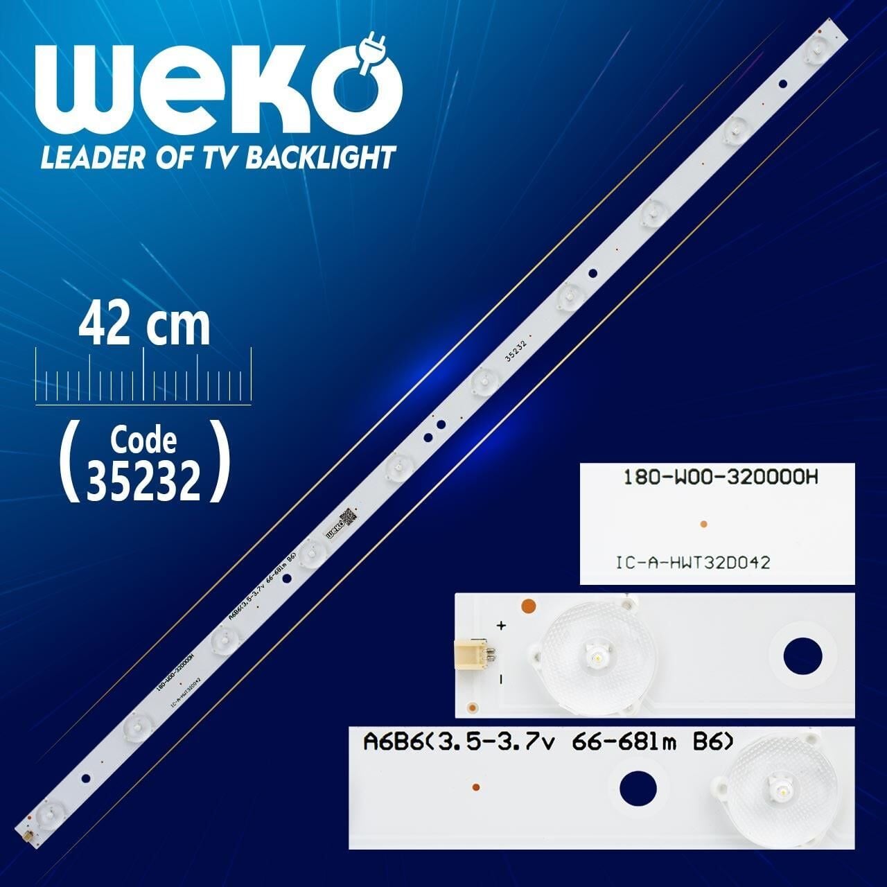 IC-A-HWT32D042 - 180-W00-320000H - 63 Cm 10 Ledli - WK-255 Led Tv Bar