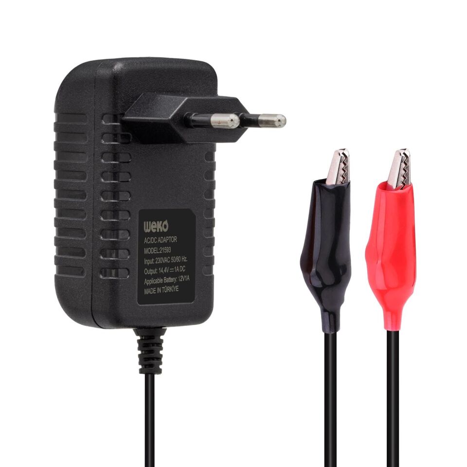 Weko 14.4 Volt 1Amper Krokodil Uçlu Ledli Yerli Üretim Akü Şarj Cihazı