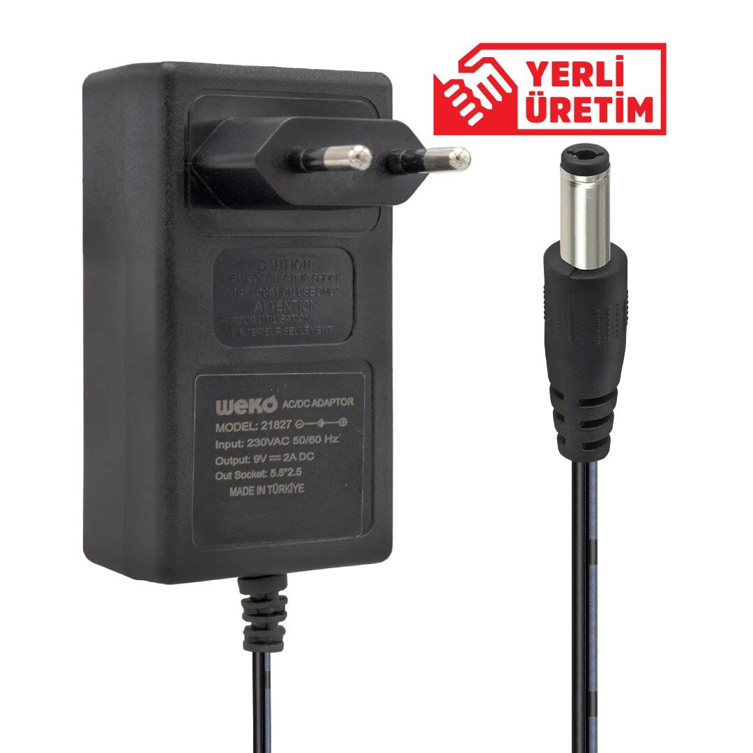 Weko 9 Volt 2 Amper Priz Tipi Plastik Kasa Adaptör