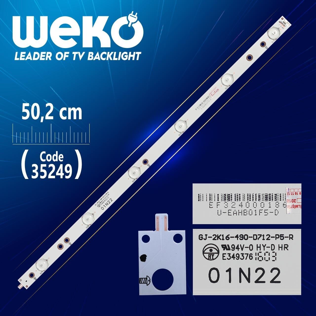 GJ-2K16-490-D712-P5-R - 01N22 - (50.2 Cm) -  6 Ledli - (WK-906) - Tv Led Bar