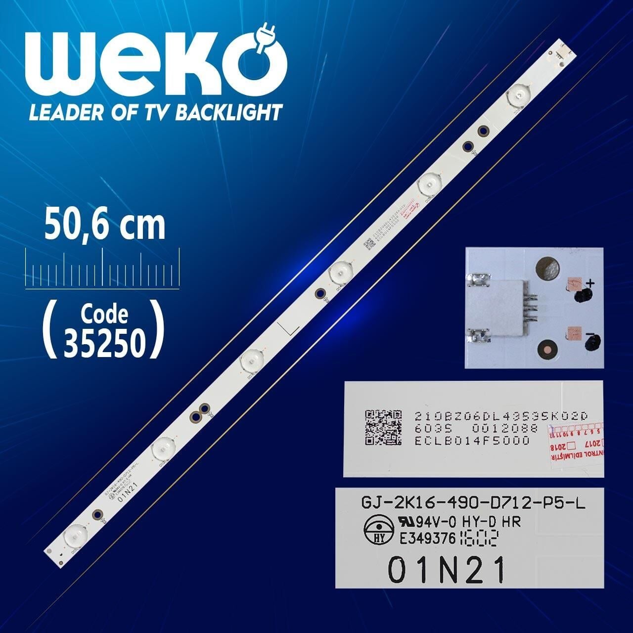 GJ - 2K16 - 490 - D712 - P5-L - 01N21 - (50.6 Cm) 6 Ledli - (WK-907)   Tv Led Bar