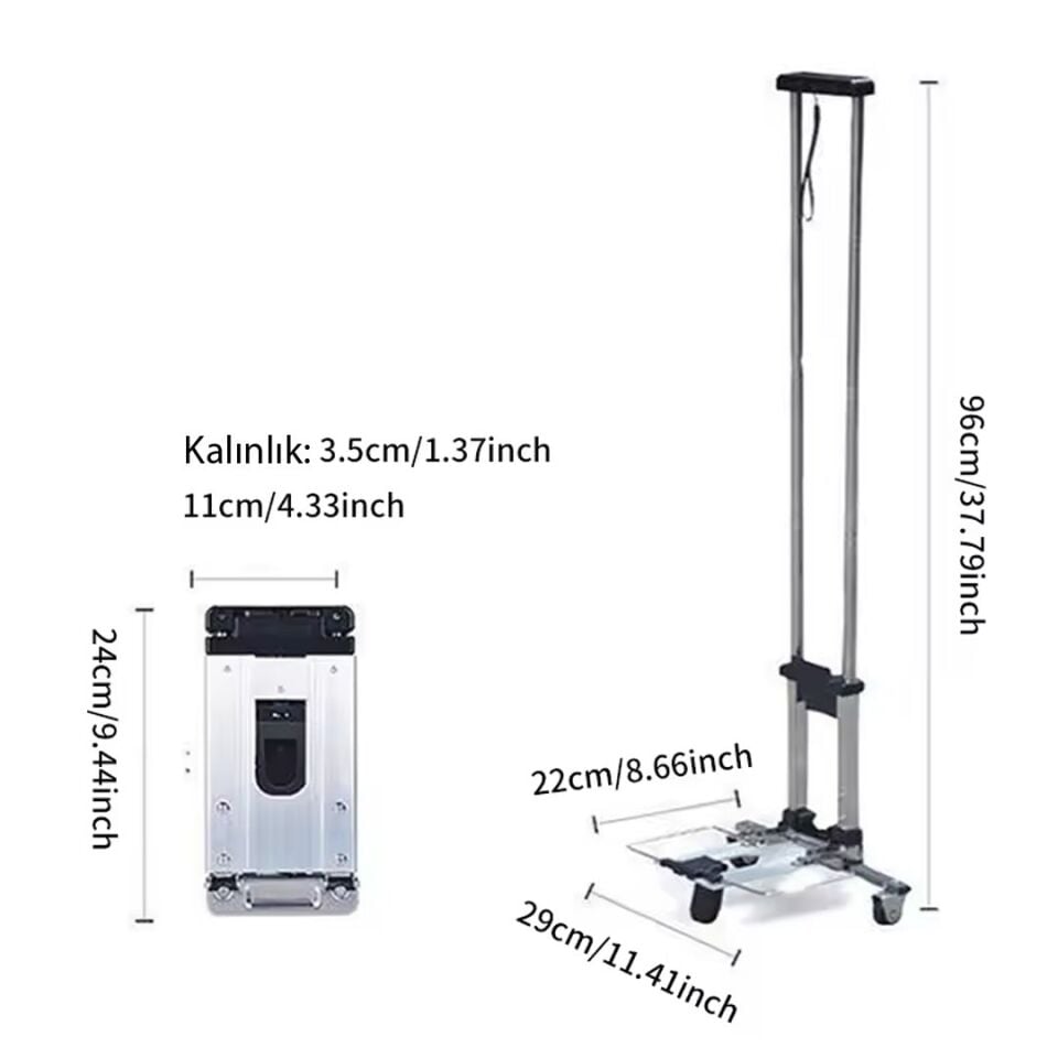 Sunup Paslanmaz Çelik Katlanabilir Mini Pazar El Arabası