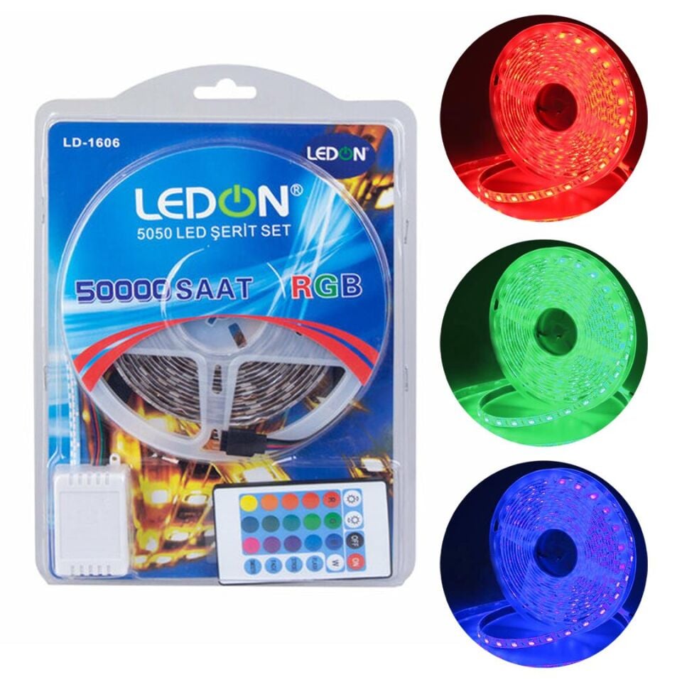 Ledon LD-1606 Su Geçirmez 5 Metre RGB Şerit Led