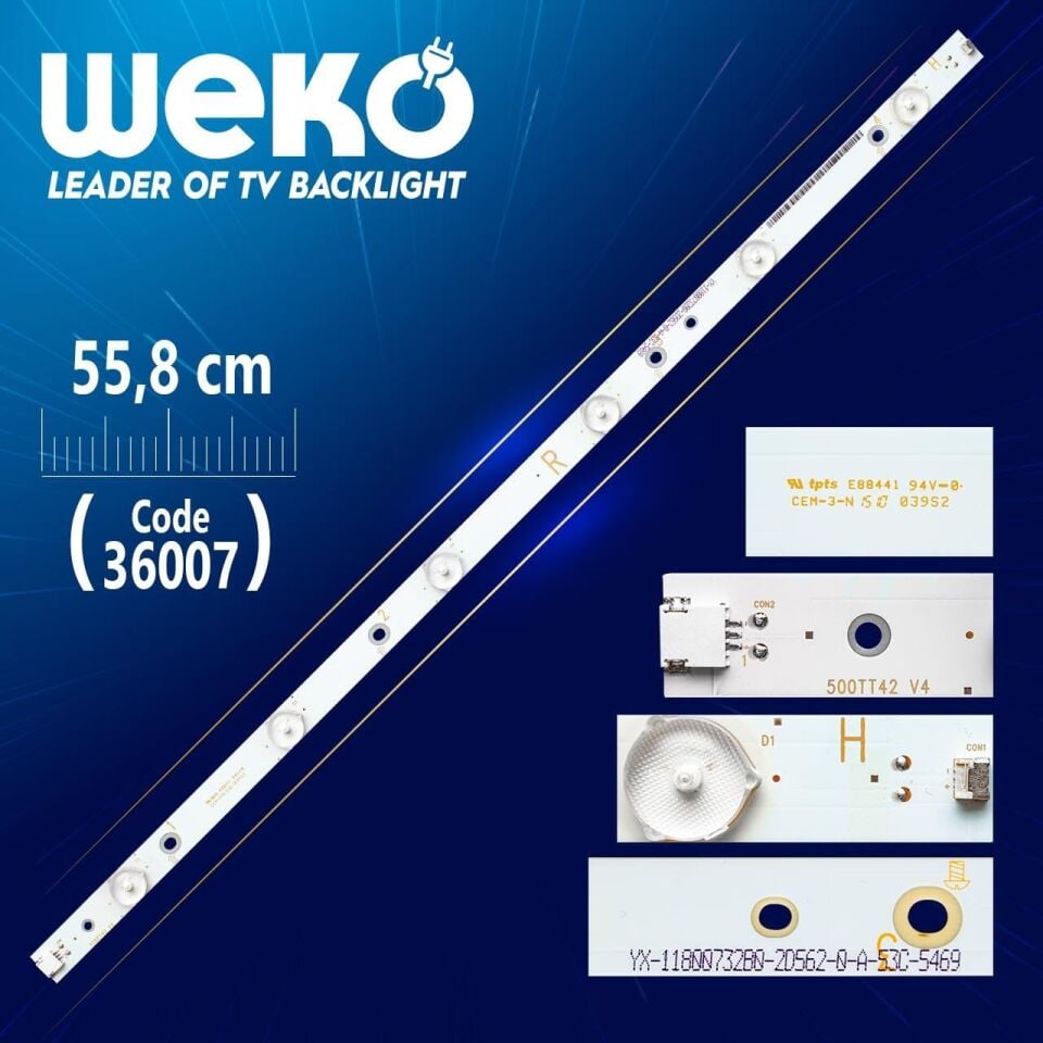 500TT42 V4 - SX-11800732B0-2F583-0-A-560 - 3444 R - 6 LEDLİ - 55.8 CM - Tv Led Bar