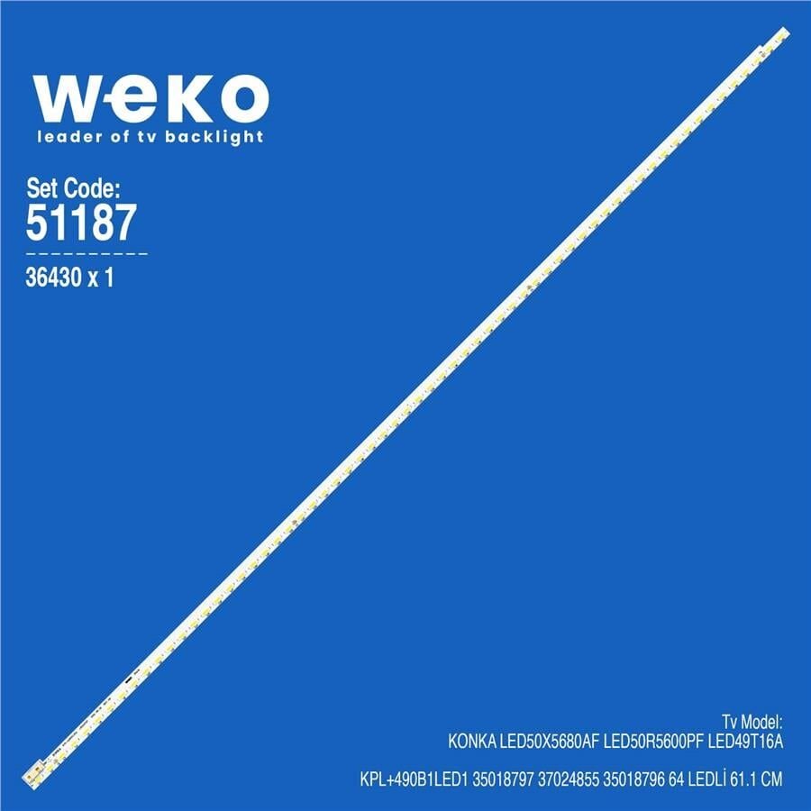 Wkset-6187 36430X1 Kpl + 490B1led1 35018797 37024855 35018796 1 Adet Led Bar (64Led)