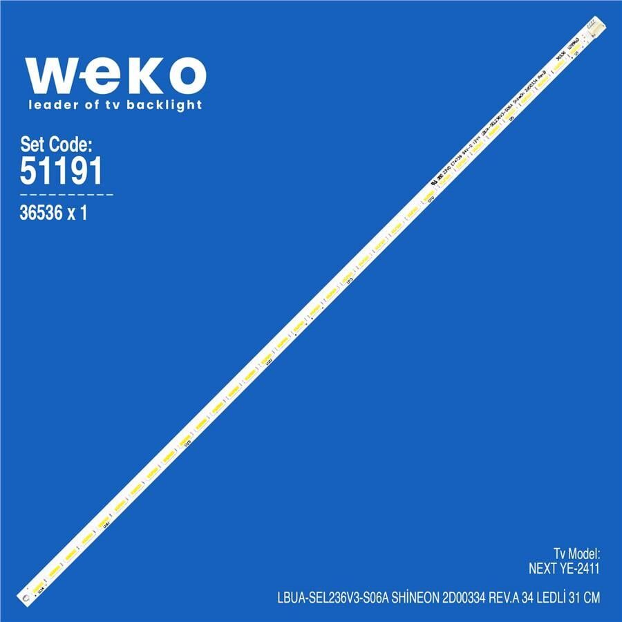 Wkset-6191 36536X1 Lbua-Sel236v3-S06A Shineon 2D00334 Rev.A 1 Adet Led Bar (34Led)